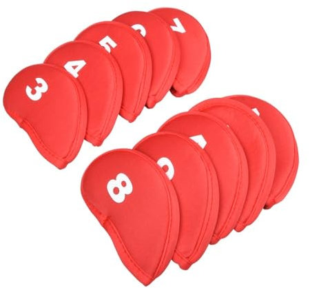 VONCYKI Golfschlägerhauben aus Eisen, Schwarz, Rot, Blau, Golfschläger-Kopfschutz, Golfzubehör (Rot, 1 Stück), 10 Stück