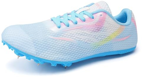 ZHENSI Zapatillas De Atletismo con Clavos Hombre Y Mujer Zapatillas De Salto De Velocidad Ligeras para Niños Zapatillas De Atletismo para Carreras,Rosado,38 EU