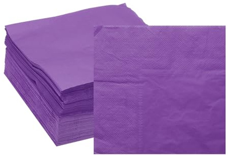 sourcing map Lot de 100 serviettes de table carrées jetables en papier pour mariage, bar, fête d'anniversaire et utilisation quotidienne - 25,4 x 25,4 cm - Violet