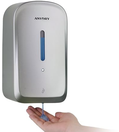 anydry Commercial Automatic Soap Dispenser Large 34oz/1000ml Capacity Wall-Mounted Touchless Liquid Dispenser for High-Traffic Restrooms, Offices, Hospitals Model AD1220S Silver