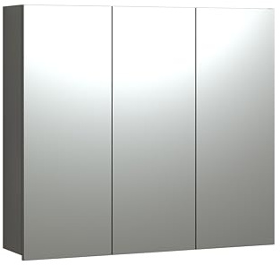 trendteam smart living – PureBliss – spegelskåp – antracit – badrumsspegel med 9 fack – (B x H x D) 90 x 80 x 20 cm – badrumsspegel med 6 hyllor – mellandörr kan monteras vänster och höger