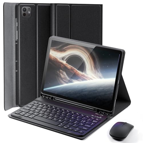 Cover Per iPad Pro 11 Pollici M4 2024 (5 Generazione) con Ltaliano Tastiera (QWERTY) Essere Caricata Keyboard Bluetooth Wireless Mouse Coperchio Protettivo con Scanalatura Portapenna Case Nero