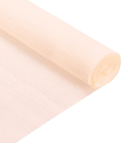 QUARKZMAN 2 Stück Krepppapier Hellchampagner, 2.5m x 50cm Floristen Krepp Papier Bunt für Handwerke, Party, Schulpapier, Kräuselpapier, Verpackung, Blumen DIY