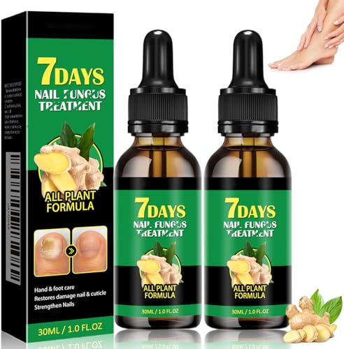 Suero de Uñas de Jengibre, Tratamiento de Uñas, Repara y Regenera para Uñas Dañadas, Estaura el Aspecto Natural de Las Uñas, Tratamiento para Uñas Gruesas Descoloridas y Quebradizas (2 pcs)
