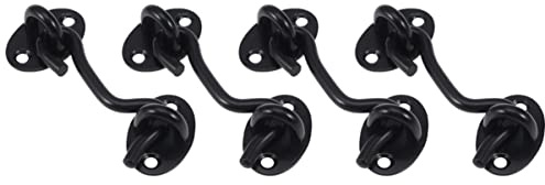 SHINEOFI 4 Pezzi gancio per finestra Custine ganci pesanti chiavistello portierini per finestre fermaporta gancio cabina gancio di blocco della finestra Acciaio inossidabile Black