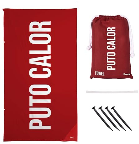 Fisura – Toalla de Playa Grande roja “P*to Calor”. Toalla de Microfibra Ligera para Piscina, Playa, Camping o Picnic. Anti Arena. Secado rápido. Regalo Original. 180 x 100 cm