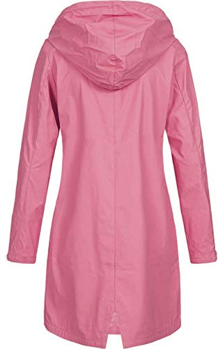 Angxiwan Yellow Raincoat Womens Waterproof Jacket Women with Pockets Lightweight Full Zipper Long Rain Coats Drawstring Plus Size Hooded Jackets Outdoor Windproof Ladies Black Rain Jacket