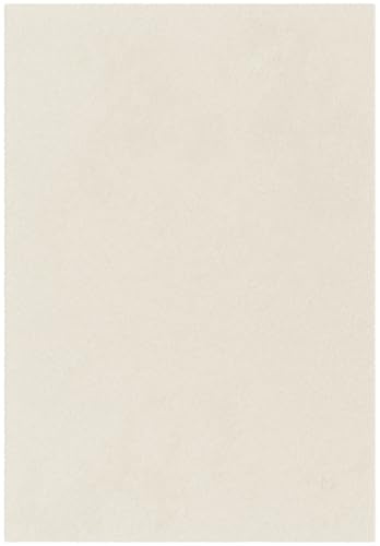 Primaflor Hochflor-Teppich Mellow 80x150cm Woll-Weiß | Einfarbig, waschbar, mit Glanzoptik & weicher Rückseite | zuschneidbar, antistatisch, Oeko Tex, für Wohnzimmer, Schlafzimmer, Flur