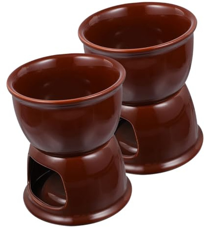 ULTECHNOVO 2pcs Ceramic Fondue Pots for Cheese and Chocolate Easy to Clean Dessert Warmers for Sweet Sauces Cake Pops Cookies for Home Cafes and Restaurants