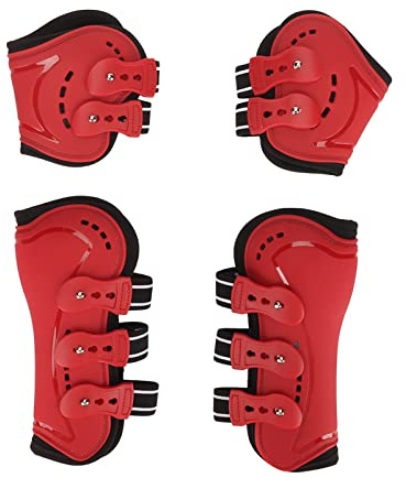 XZXCVN Gamaschen 4er Set Für Vorne Und Hinten, Springgamaschen Aus Leder Und Fell Mit Fetlock Riemen, Blau - Atmungsaktiv Und Stoßfest, Optimaler Schutz Für Pferdebeine (M)