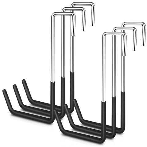 BHSMLQ Heavy Duty Storage Hooks, Black Metal Utility Wall Mount Hangers, 6-Pack, Garage Organization