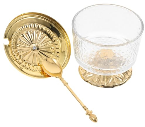 SEWACC Azucarero de Vidrio Transparente con Tapa de Hierro para Cocina y Sala Recipiente para Sal y Especias Bote Decorativo para Condimentos y Dulces Tarro para Uso Doméstico