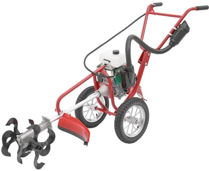 Gartenfräse Benzin 63CC 4PS Motorhacke mit 4-Takt Motor, Bodenfräse mit 10 cm Arbeitstiefe, Benzin Kultivator für Garten, Felder