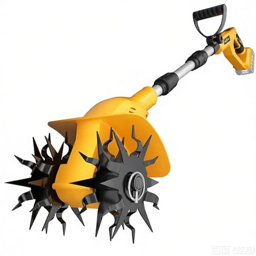 Motozappa a Batteria 21V, 360 RPM TREXEEN Motozappa Elettrica con 2 Batterie 3.0Ah e Caricatore, Larghezza di Lavoro 20cm e Profondità 16cm per Coltivazione Suolo in Giardini e Prati