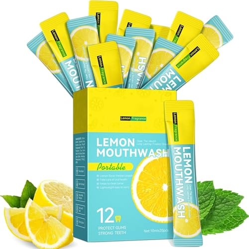 Munsköljning 10 ml × 20 st, mun engångs & bärbar, ger frisk andning, skyddar tänderna och rengör munvård, praktisk på språng (citron)
