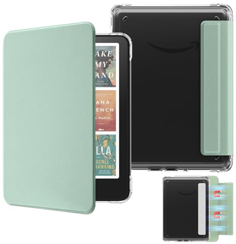 MoKo Detachable Magnetic Case for All-new 7 E-reader 12th Generation 2024 & Color 2024/2025, Ultra Clear Back Scratch-Proof Light & Shell Cover with Auto Wake/Sleep, Not fit BOOX & Kobo, Agave Green