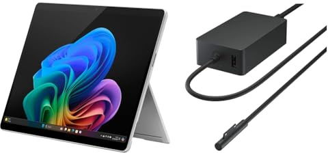 Microsoft Surface Pro | Copilot+ PC | LCD Touchscreen 12” | Snapdragon® X Plus | 16GB di RAM | 256GB di memoria | Ultimo modello | Platino + Alimentatore da 65 W - Starter pack