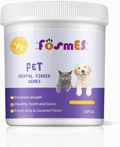 OUYOFI Teeth Cleaning Wipes for Dogs & Cats, Pet Dental Fingers Wipes, Reduces Plaque & Freshens Breath Finger Wipes, Oral Cleansing Teeth Care Finger Cots Wipes Pads for Dogs and Cats