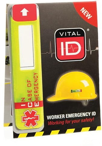 Hard Hat I.D, Yllw, 3/4in.Hx3-1/4in.W, PK25