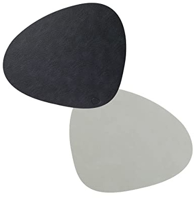 Lind DNA Tischset Curve Double L Recyceltes Leder Cloud/Nupo Schwarz-Metallic, Maße: 37cm x 44cm, 981905