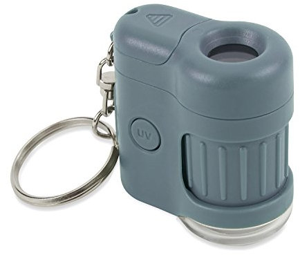 Carson MM-280B MicroMini LED Lighted 20x Pocket Microscope with Built-In UV Ligh tand LED Flashlight - Blue