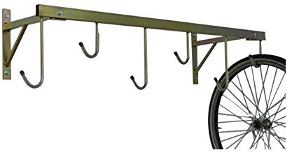Andrys Porta Bici da Muro con Ganci per 6 Biciclette - Supporto Appendi Bici da Muro per Interni ed Esterni - Smontabile, Facile da Installare, con Tappi Antigraffio - Acciaio Zincato (Oro)