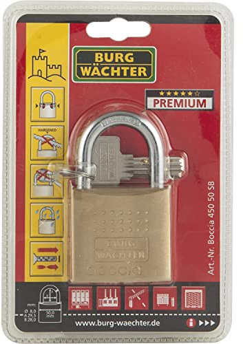 Burg-Wächter Vorhängeschloss, 8 mm Bügelstärke, 2 Schlüssel, Boccia 450 50 SB