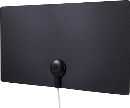 GE Ultra Edge Indoor HD Digital TV Antenna, Long Range Smart TV Antenna, Slim Decor Reversible Black White Design, Supports 4K HD Smart TV VHF UHF, 6ft Coax HDTV Cable, 11264