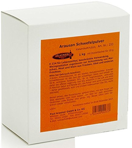 Schwefelpulver (Kaliumdisulfit) Arauner zur Gesunderhaltung des Weines, 1 kg