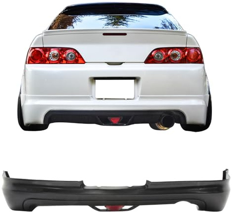IKON MOTORSPORTS Rear Bumper Lip w/LED Brack Light, Compatible With 2005-2006 Acura RSX, PU Black Lower Spoiler Air Dam Chin Valance Splitter