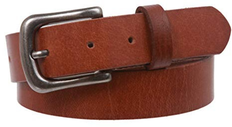 Ledergürtel für Kinder, zum Aufstecken, genarbt, Vintage-Stil, echtes Leder - Braun - 51 cm