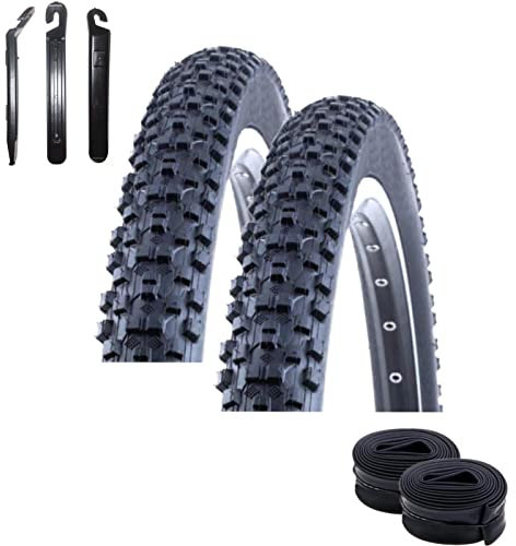 2 x Kenda K-1027 29 MTB Fahrradmantel Fahrradreifen in Schwarz 54-622 (29 x 2.10) + 2 passende Schläuche AV inkl. 3 Reifenheber