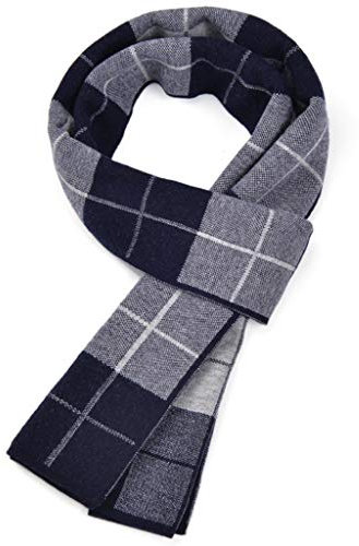 ZYCSKTL Schal Herren Langer Gentleman Luxury Herren Schal,Winterwarmer Reiner Wollschal für Männer im Jungen und mittleren Alter, modischer, verdickter, Karierter Strickschal
