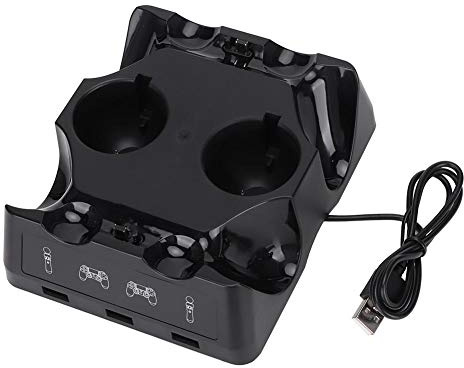 Fdit Dock Station di Ricarica per Gamepad 4 in 1 per Controller Controller PS VR, Caricatore a Porte Sufficiente per Giocare a casa, DC 5V 500-1000mA con indicatore