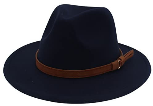 Faringoto Fedora Hut für Damen, Wollfilz, Vintage-Stil, Kirchenhut, Unisex, breite Krempe