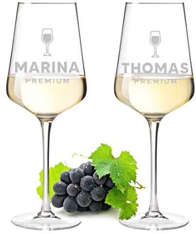 polar-effekt Weingläser 2er-Set 560 ml mit Gravur - Weinglas für Rotweine und Weißweine - Bleifreie & Transparente Weinkelche spülmaschinenfeste - Kristallglas Geschenkidee - Geburtstagsgeschenk