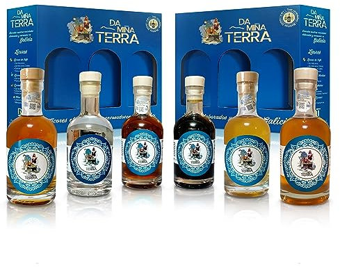Da miña terra - - Licores gallegos variados -Pack/ 2 cajas (200 ml)- 6 botellas - Total 1.200 ml