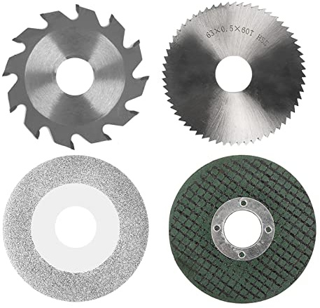 KOCAN Sågblad, 4 stycken motorsågblad som innehåller ett 63 mm diameter på hartssågblad och ett 60 mm sågblad av smärgel och ett HSS-sågblad med en diameter på 63 mm