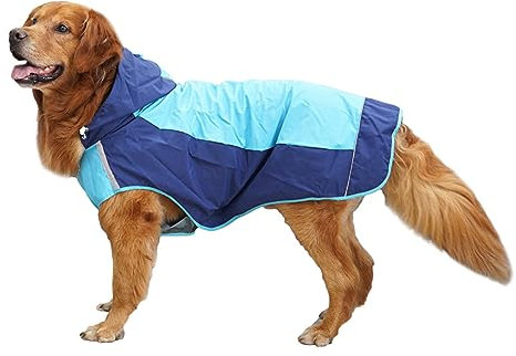 Hunde-Regenmantel, wasserdichte Hundejacke, Reflektierende Hundejacke Mit Kapuze, Leichter Hunde-Poncho, Hunde-Regenmantel Für Mittelgroße Und Große Hunde,C,XXL