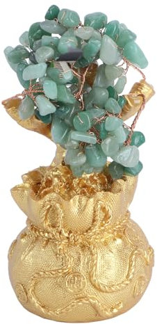 Abaodam Kristall-geldbaum Bonsai Stil Feng-Shui-Ornament Heimdekoration Geldbaum-Desktop-Ornament Geldbaum-Dekoration Grün