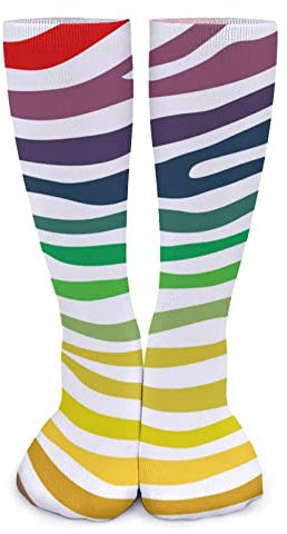 FWJZDSP Zebra-Farbdruck für Damen über der Wade, hohe dicke Socken, Cosplay-Strümpfe, Sport-Beinstulpen