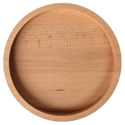 EFO Plato de madera para velas | Bandeja de madera de haya maciza con bordes elevados | Plato de servir para aperitivos, velas o accesorios - Ideal para decoración del hogar | Bandeja decorativa |