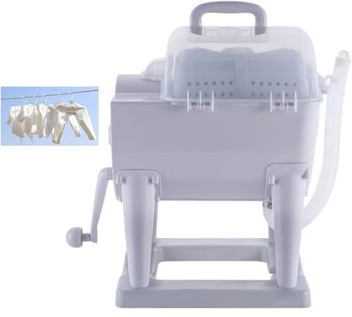 NGARY Portable Hand Cranked Washing Machine, Manual Portable Turbo Washing Machine Spin Dryer, Non-Electric Travel Laundry Washer with a Detachable Dehydration Basket, for Home Dormitory