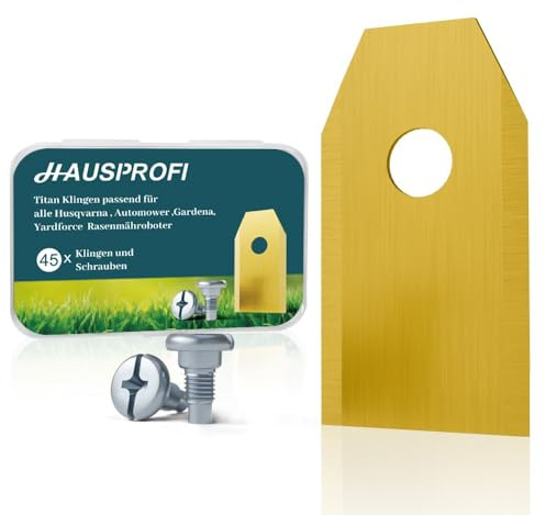 HAUSPROFI Lot de 45 lames de rechange extra tranchantes en titane pour tous les robots de tonte Husqvarna Gardena Yard Force lames de rechange universelles avec 45 vis