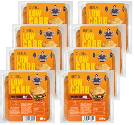 STEINER´s Low Carb High Protein Brot | 94% weniger Kohlenhydrate | high protein | nur 2,6g Kohlenhydrate | 23g Eiweiß (8x280g)