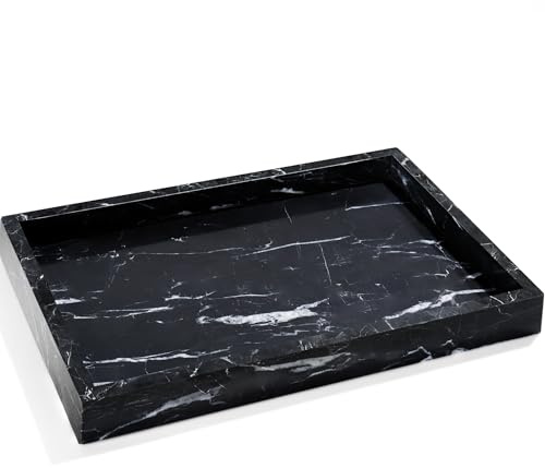 YMXYJM Tablett aus echtem natürlichem Marmor für Badezimmer, echter Marmorstein, luxuriöse Ablagetabletts für Küche, Waschtisch, Heimdekoration, Kommode, nicht harz/nicht keramisch, 30,5 x 20,3 x 3 cm