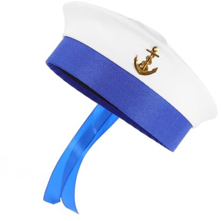 TINEASUR Sailor Cosplay Hut Kostüm Marineblau Runder Hut Party Zubehör Wassersport Kleidung