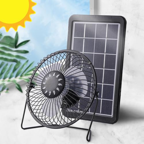 Snaweo Ventilador Solar, Ventilador de Panel Solar USB con Panel Solar de Silicio Monocristalino, Rotación de 120°, For Refrigeración por Circulación de Aire en Invernadero o Gallinero(3W7.9/20CM)