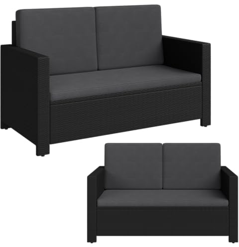 STEELSØN Elnath Gartensofa, 2-Sitzer, Gartenlounge Schwarz/Anthrazit