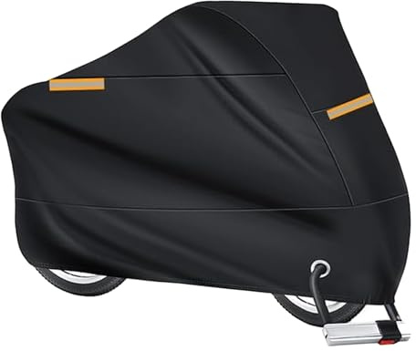 Funda grande impermeable para motocicleta para exteriores con tiras reflectantes, fundas resistentes para motocicleta de hasta 104 pulgadas de largo con bolsa de almacenamiento y agujeros de bloqueo,
